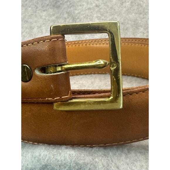 Coach 7600 British Tan Leather Belt Solid Brass Buckle Vintage USA Gorpcore 34 main image 9